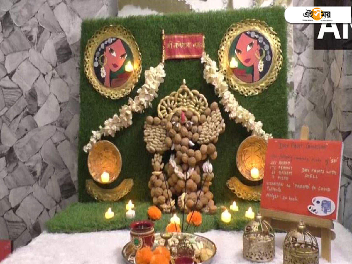 ganpati idol with dry fruits: কাজু-আখরোট-বাদামে বানানো গণেশ মূর্তি! বিসর্জনের পরই COVID-আক্রান্তদের বিতরণ – dr aditi mittal, a resident of surat made ganpati idol with dry fruits for ganesh chaturthi