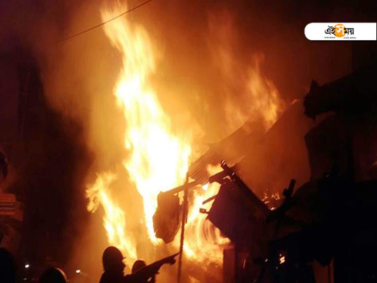fire breaks out at gangasagar: গঙ্গাসাগরে কপিলমুনি আশ্রম লাগোয় বাজারে বিধ্বংসী আগুন, ভস্মীভূত প্রায় ১৫টি দোকান – west bengal: massive fire breaks out at gangasagar