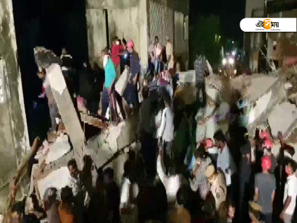 under-construction building collapsed: গভীর রাতে হুড়মুড়িয়ে ভেঙে পড়ল নির্মীয়মাণ বহুতল, ভদোদরায় মৃত ৩ – three persons died after an under-construction building collapsed in bawamanpura in vadodara late last night